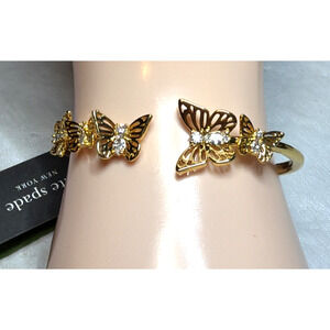 Kate Spade New York Gold Butterfly Hinge Bracelet NWT Bangle Crystal Accents New